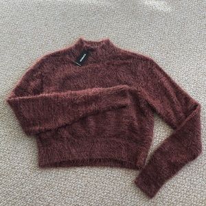 Mock neck cropped sweater